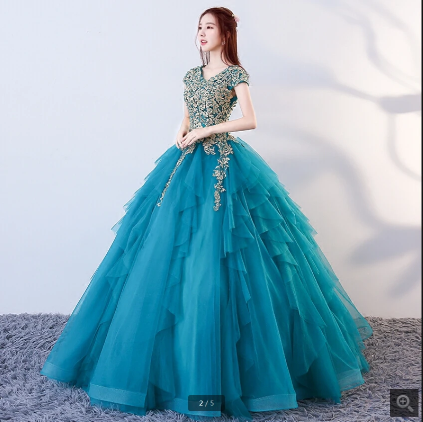 Robe de soiree/бальное платье золотистого цвета с кружевной аппликацией и короткими