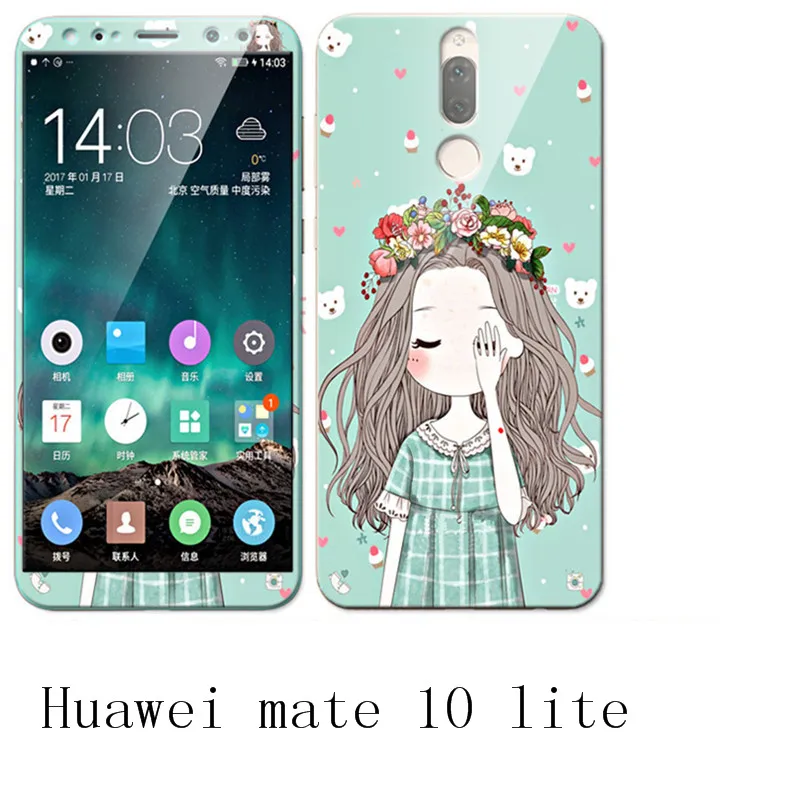 color as photo Huawei mate 10 lite чехол 360 градусов защитный ТПУ чехол+ цветной Интегрированный чехол из закаленного стекла для huawei mate 10 lite#3088 - Цвет: color as photo