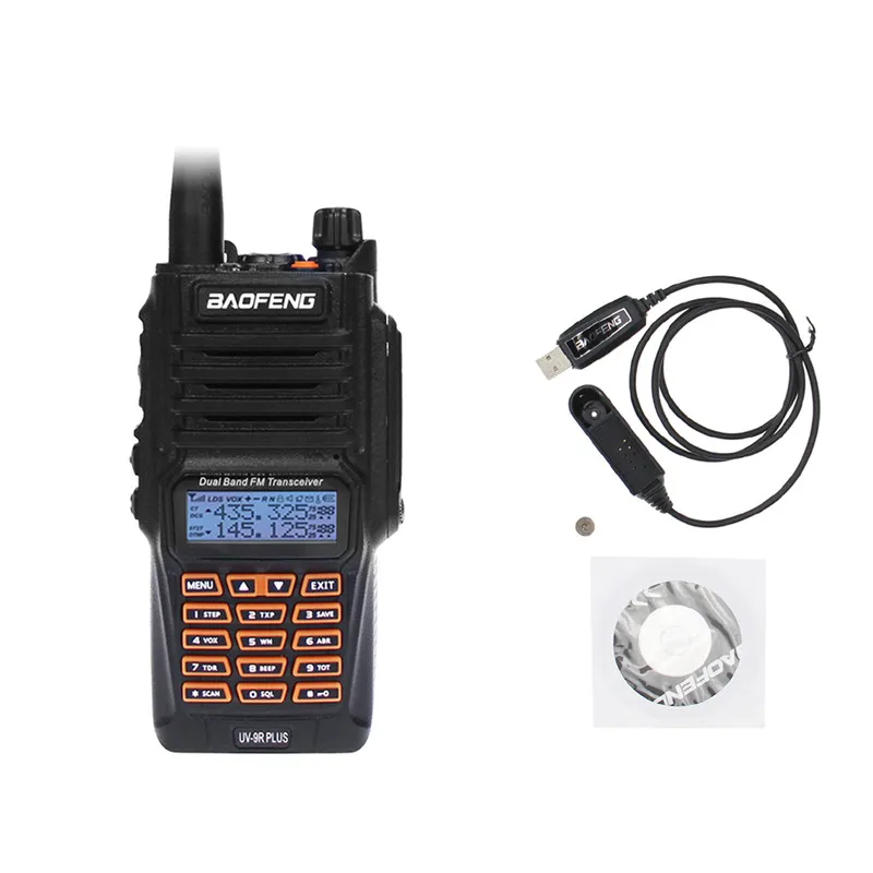 add program cable Новейший Baofeng UV-9R Plus Walkie Talkie Водонепроницаемый 8 Вт UHF VHF Двухдиапазонный 136-174/400-520 МГц Ham CB радио FM трансивер сканер - Цвет: add program cable