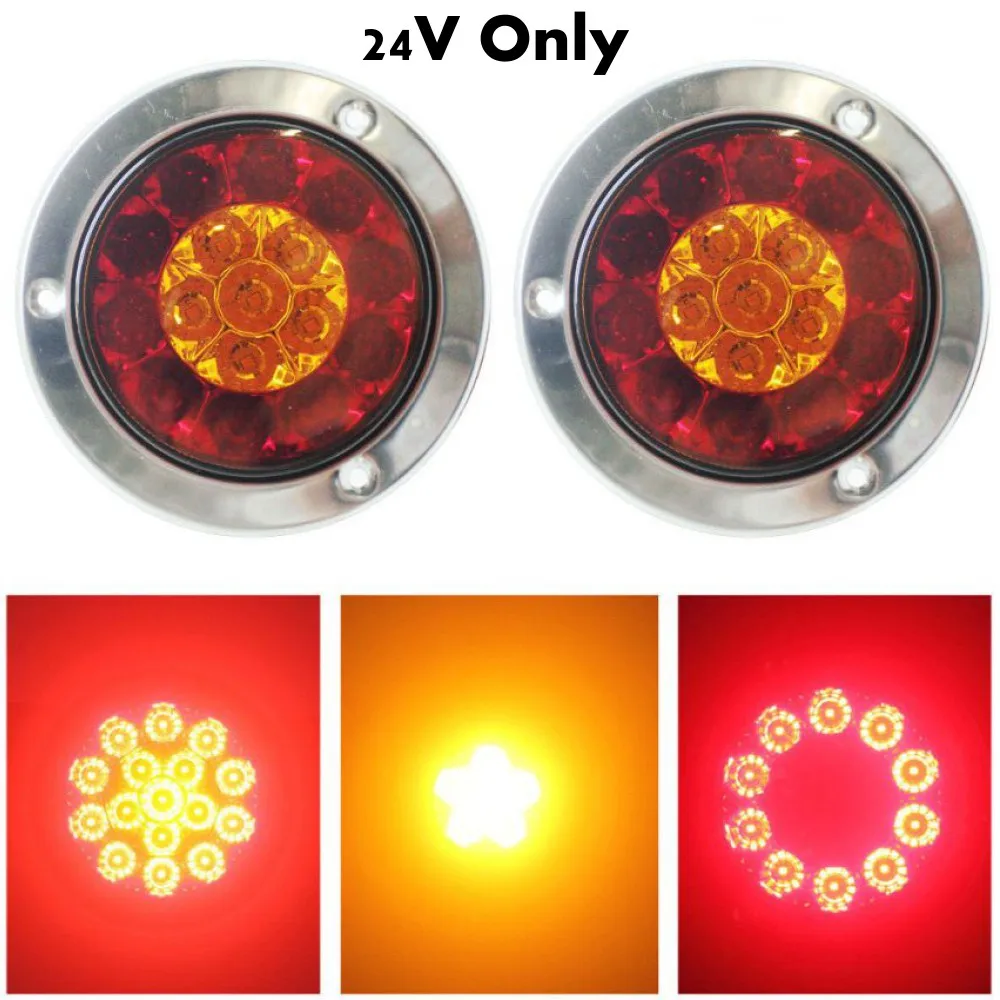 Fuleem 2 шт. 4 дюйма круглые хром кольцо 16LED красный и желтый грузовик с прицепом стоп