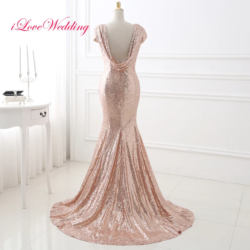 Женское вечернее платье-Русалка с открытой спиной длинное платье цвета