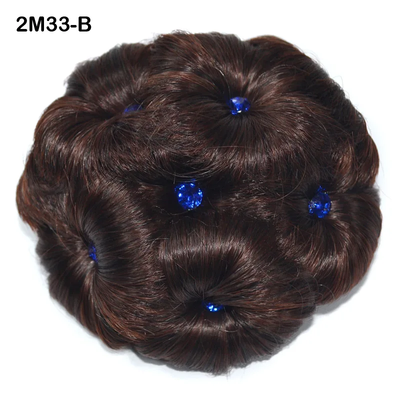 Jeedou синтетический шиньон с алмазной клипсой на накладной пучок для волос Updos 75 г круглые цветы пончик Черный Brwon цвет женские волосы - Цвет: 2M33-B
