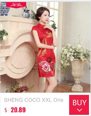 SHENG COCO Королевский синий шелковые атласы Cheongsam Qipao платья женские модные летние с принтом короткие винтажные Cheongsam китайское платье