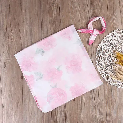 

Lovely 2 Pcs Infant Baby girls boys Sleeping Bags Floral print Swaddle Blanket Baby Swaddle Wrap Headband Sleeping Bags 2018