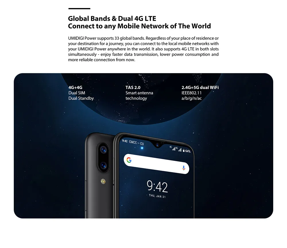 UMIDIGI Power 5150 мАч 18 Вт Быстрая зарядка Android 9,0 4 Гб 64 Гб 6," FHD+ Глобальная версия смартфон Dual Helio P35 2.3GH Dual 4G 16MP