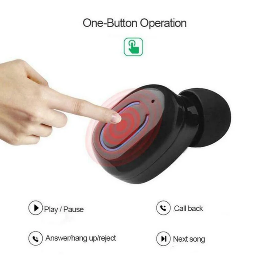 

Invisible Bluetooth Earphones 5.0 TWS Mini Wireless Earbuds Stereo Deep Bass Headset with Charging Box Portable T18S