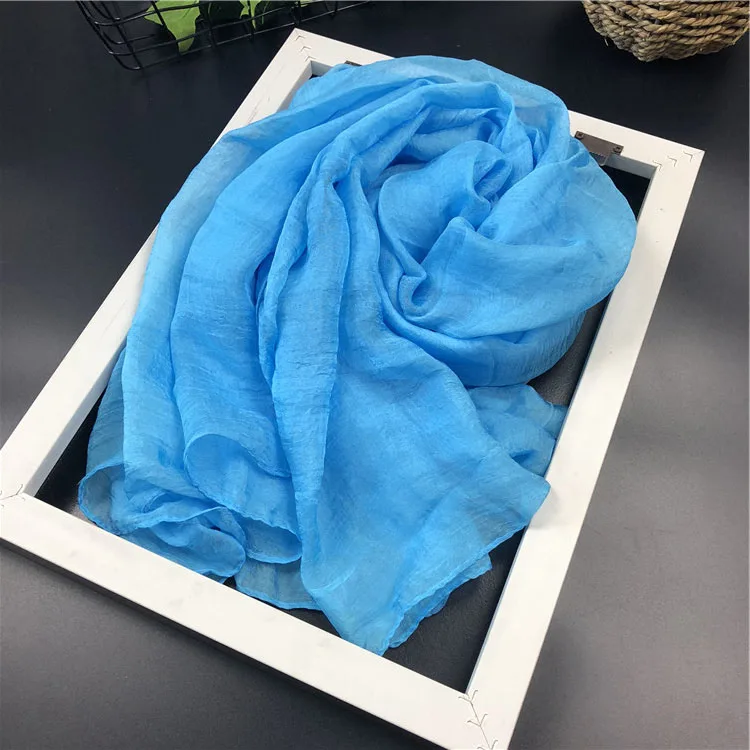 Turquoise Женский летний шарф, Одноцветный шелковый шарф, пляжный шарф, бикини, накидка, саронги, солнцезащитный шарф, накидка, элегантная шаль размера плюс - Цвет: Turquoise