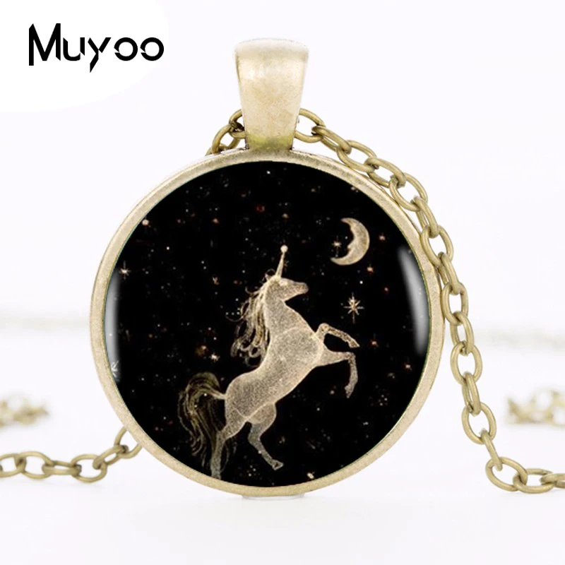 Чокер с подвеской в виде единорога и Луны HZ1 2017|silver necklace|necklaces for womenmoon pendant |