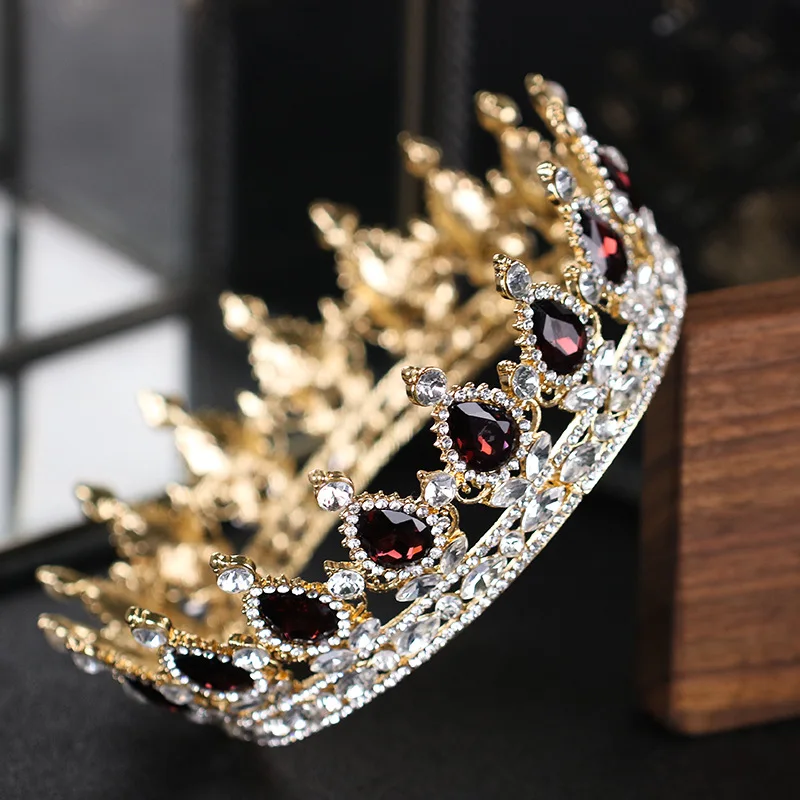 Роскошные бордовые тиара JaneVini 2018 полная круглая короны для свадьбы аксессуары