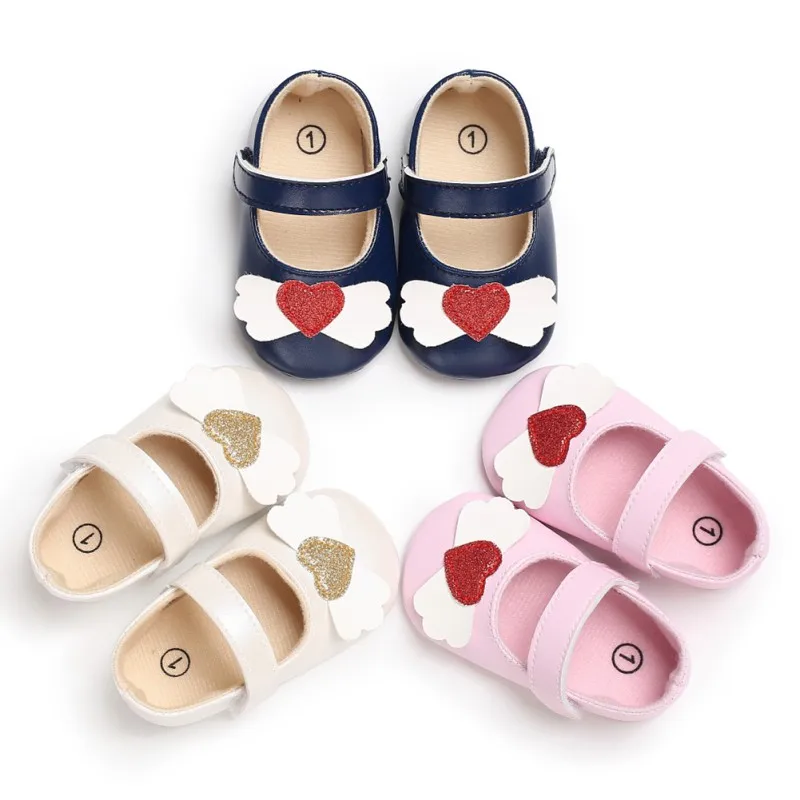 

Heart Princess Baby Shoes PU Soft Bottom Anti-skid Spring Autumn Fashion Prewalkers First Walkers