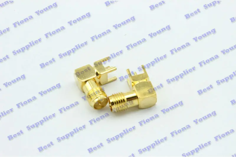 50 шт \ много Goldplated RP SMA Jack female (мужской Булавки) печатной платы адаптер Угловые