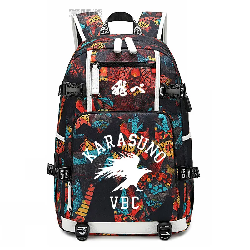 Haikyu рюкзак для студентов Mochila школьный рюкзак с принтом сумка для ноутбука мужские дорожные сумки usb зарядка ранец haikyuu Оксфорд рюкзаки