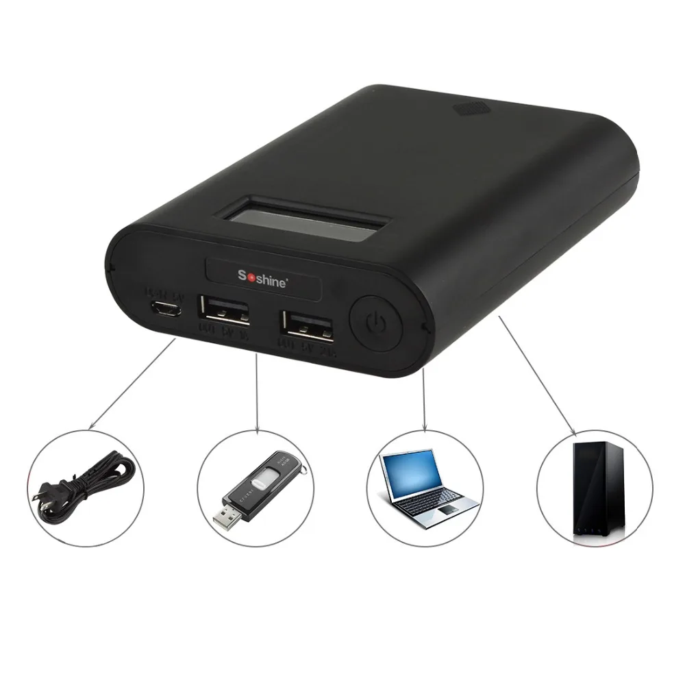 Портативный аккумулятор SoShine E3S 4*18650 зарядное устройство для iPhone android USB