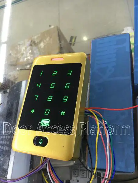Golden color Metal case Standalone access controller terminal machine electro magnetic lock power supply door bell exit button |