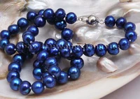 free shipping fashion 8 9mm blue akoya cultured pearl necklace 17 aaa