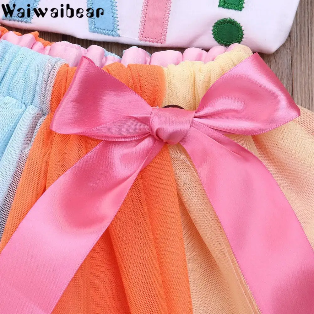 Waiwaibear/Новые летние комплекты для малышей Одежда новорожденных футболки с