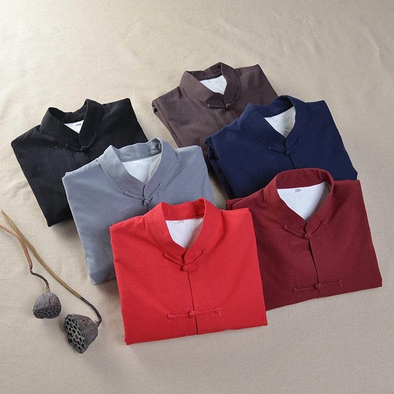 Мужская двухслойная куртка с длинным рукавом Кунг фу из 100% хлопка традиционный