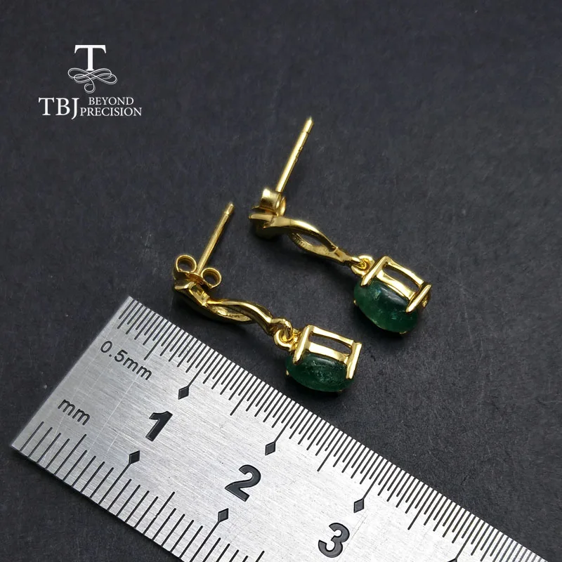 TBJ Прекрасный Нежный натуральный изумруд драгоценный камень серьги Элегантные в