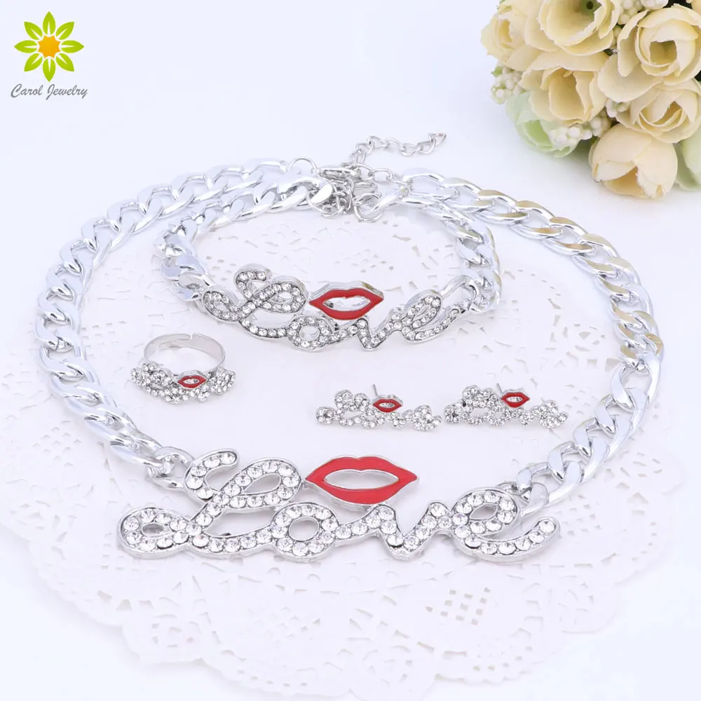Женские аксессуары Ювелирные наборы милые красные губы любовь большая буква