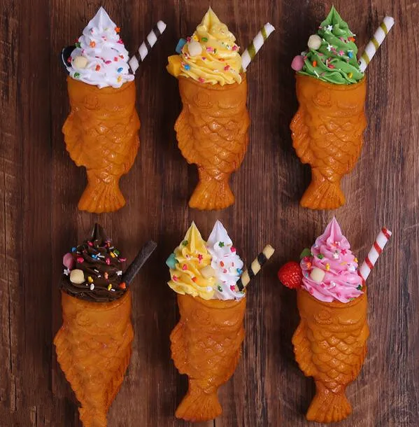 Имитация мороженого рыбы Taiyaki модель еды Искусственная рыба вафельный образец
