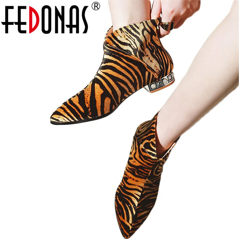 FEDONAS/модные женские ботильоны пикантная обувь с острым носком на квадратном