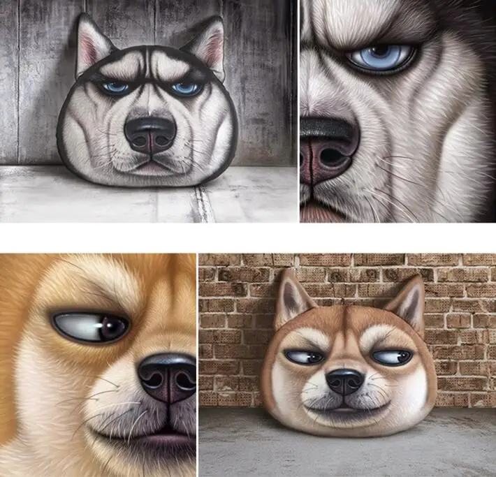 3D подушка в форме собаки из полипропилена и хлопка искусственная кожа диванная