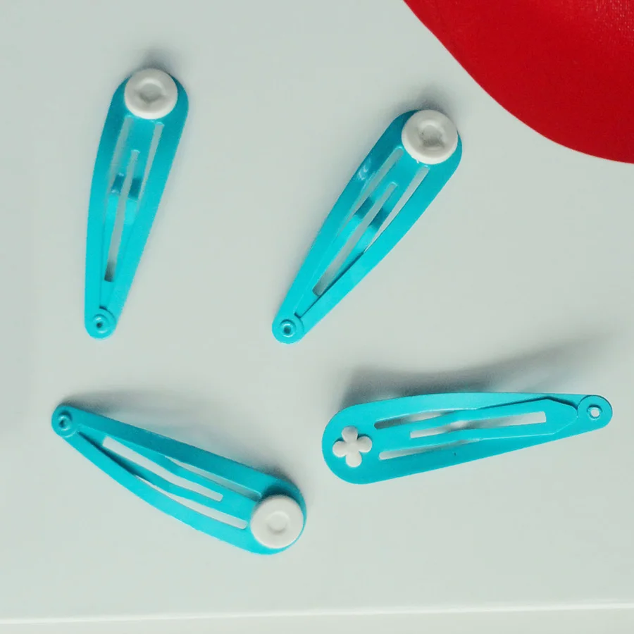 Turquoise hairpin 10 шт. 5,0 см металлические заколки для волос DIY детский бант для волос простые заколки без никеля без свинца - Цвет: Turquoise hairpin