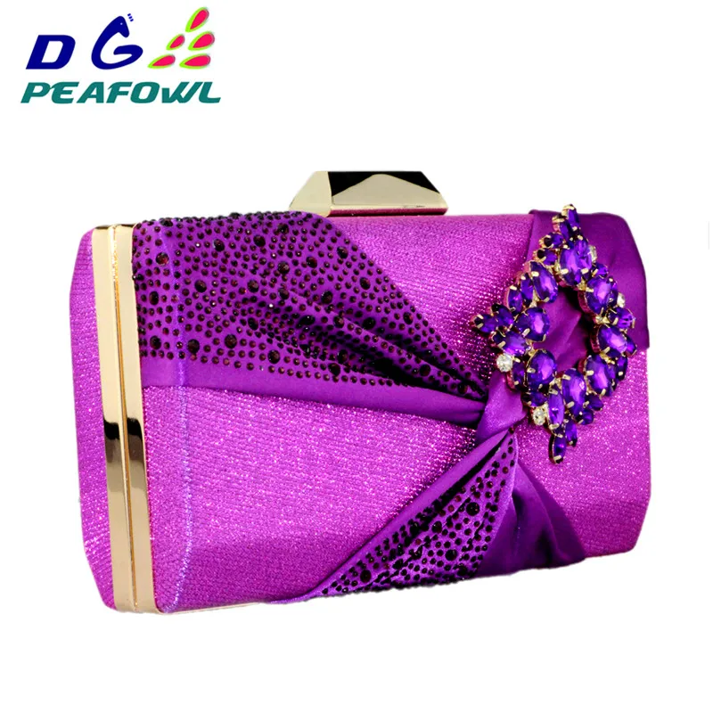 

DG Peafowl New Fashion Diamond Party Shoulder Blue Gold Crystal Cell Phone Handbags Lady Day Chain Wallet Women Evening Clutches