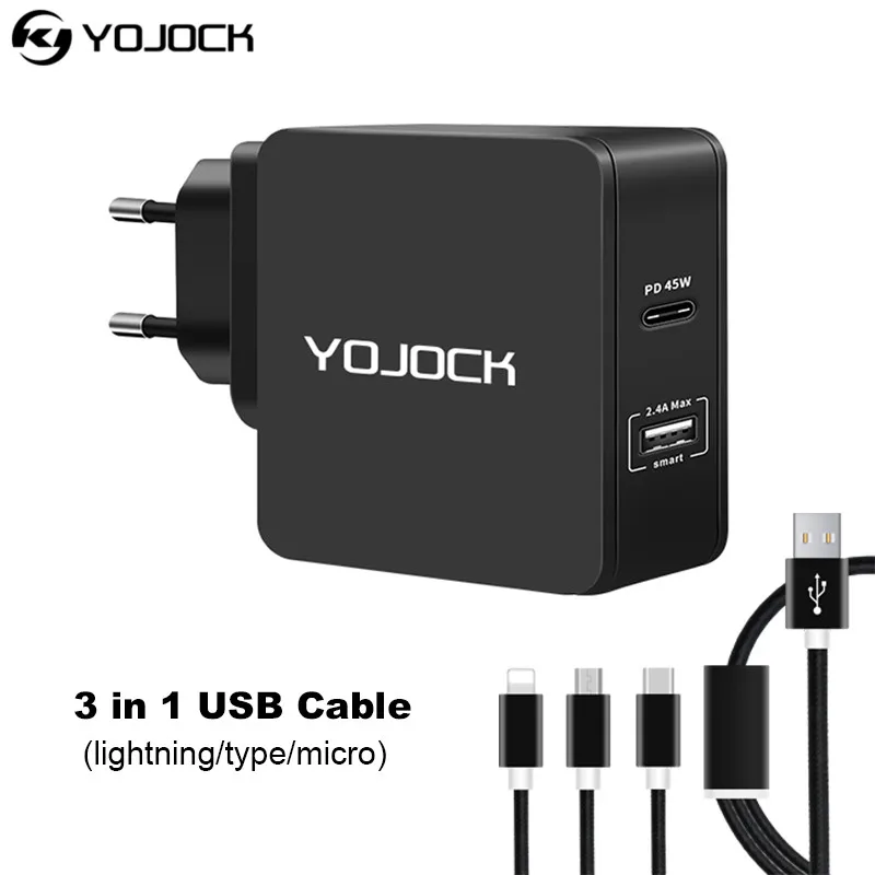 USB C зарядное устройство 57 Вт Power Delivery Quick Charge 2.4A 3 0 дорожные сумки для мобильных