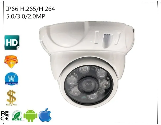 5 0/3 0/2.0MP 2592*1944 1080P IP купольная камера IP66 водонепроницаемый H.265/H.264 Onvif CMS XMEYE