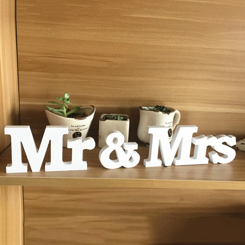Деревянные буквы орнамент Mr & Mrs свадебное украшение стола подарок на день