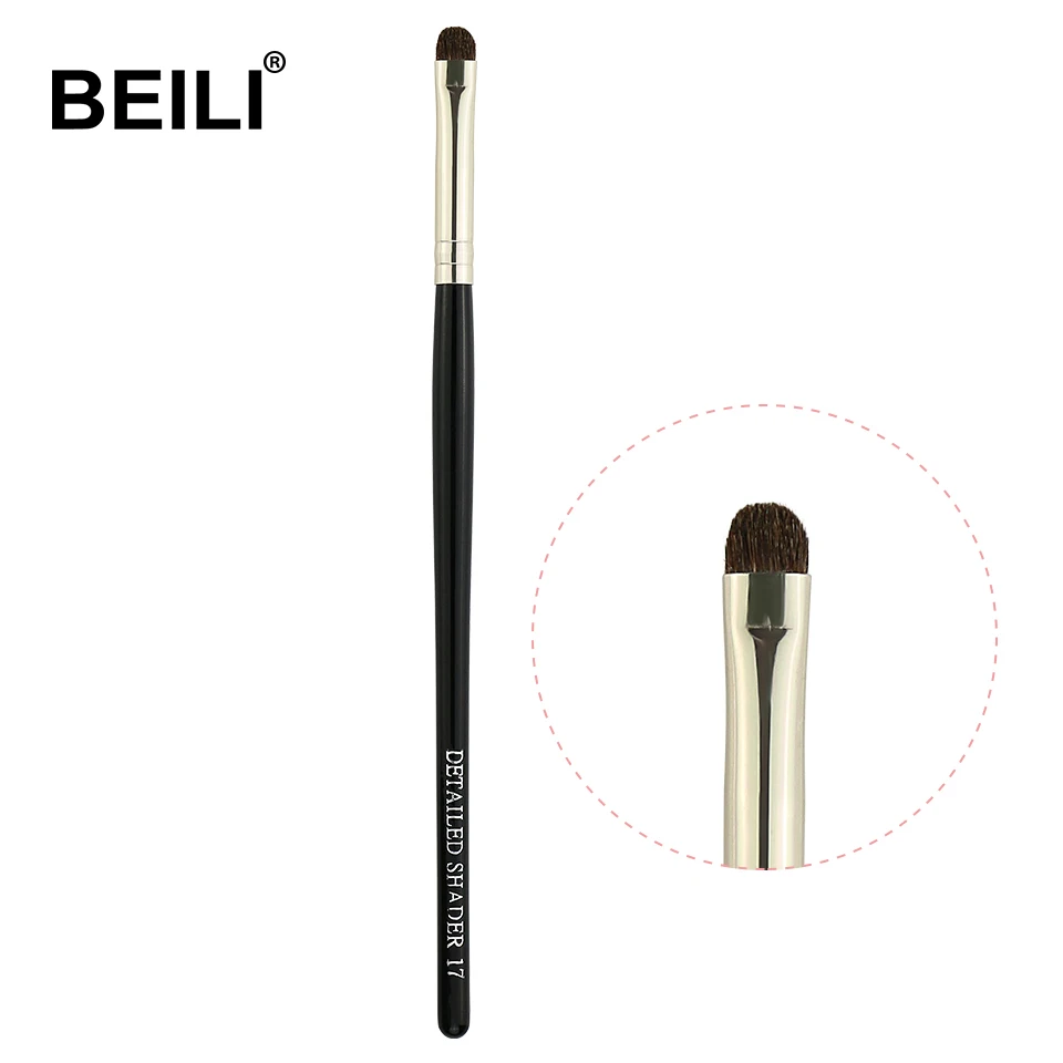 17-Detailed shade BEILI 1 шт. козья шерсть точные для растушевки тени для глаз детальные маленькие тени отдельные Кисточки для макияжа черная ручка серебряный наконечник - Handle Color: 17-Detailed shade