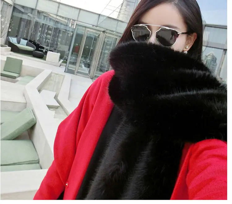 Широкий меховой шарф из искусственного меха пашимина длинный лисьего шаль енота