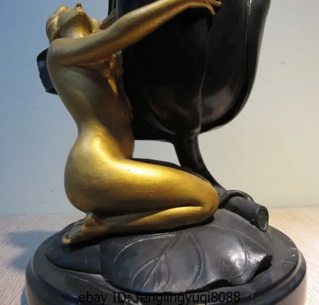 Западная ХУДОЖЕСТВЕННАЯ медная Бронзовая статуэтка мраморная основа Лотос