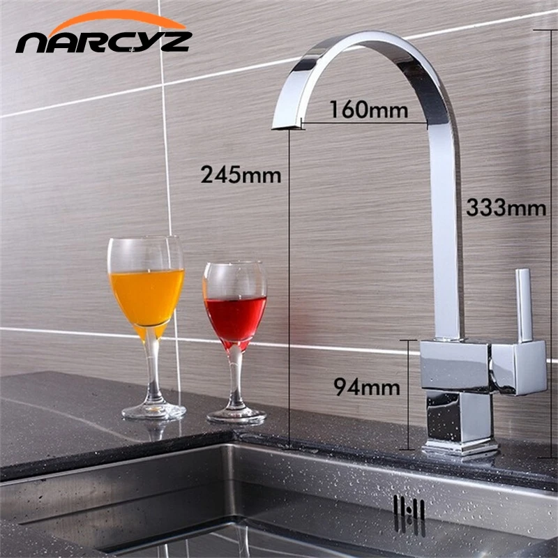 Квадратные смесители для кухни из твердой латуни с одной ручкой от производителя