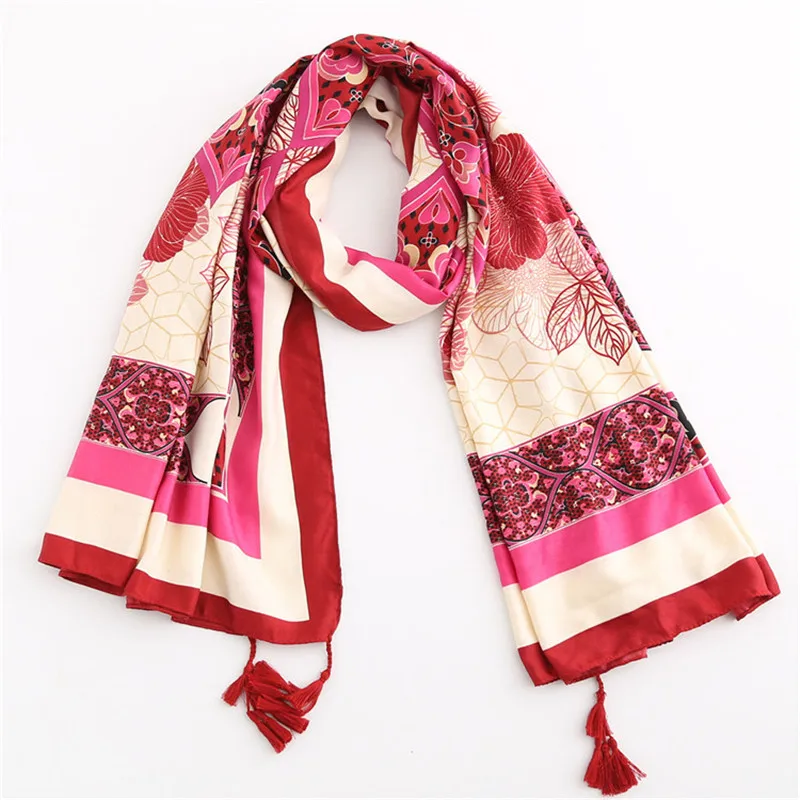 Новинка 2018 длинный шарф с принтом для женщин теплые хлопковые шарфы кисточками