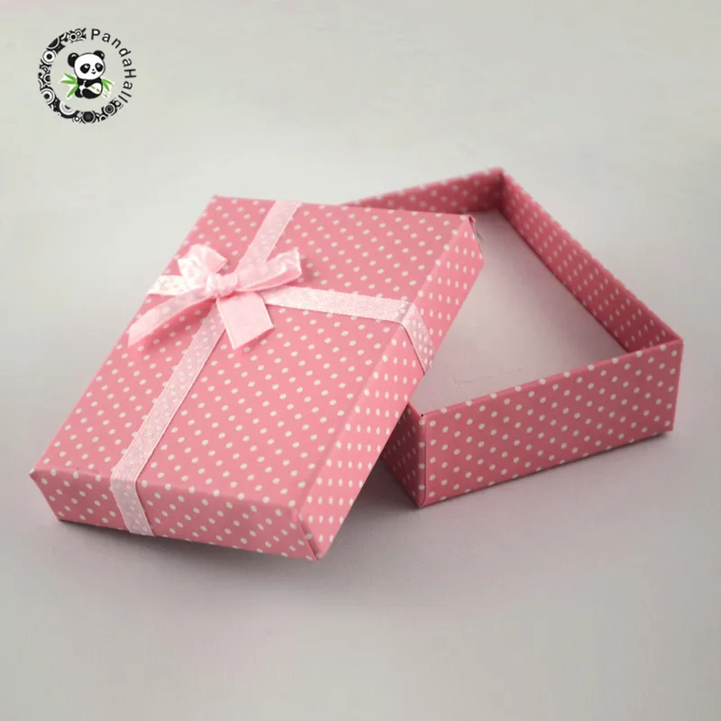 Pink 12 шт. 9x7x3 см ювелирные изделия из картона Набор подарочных коробок с бантом снаружи губка внутри прямоугольник для ожерелья и подвески Diaplay - Цвет: Pink