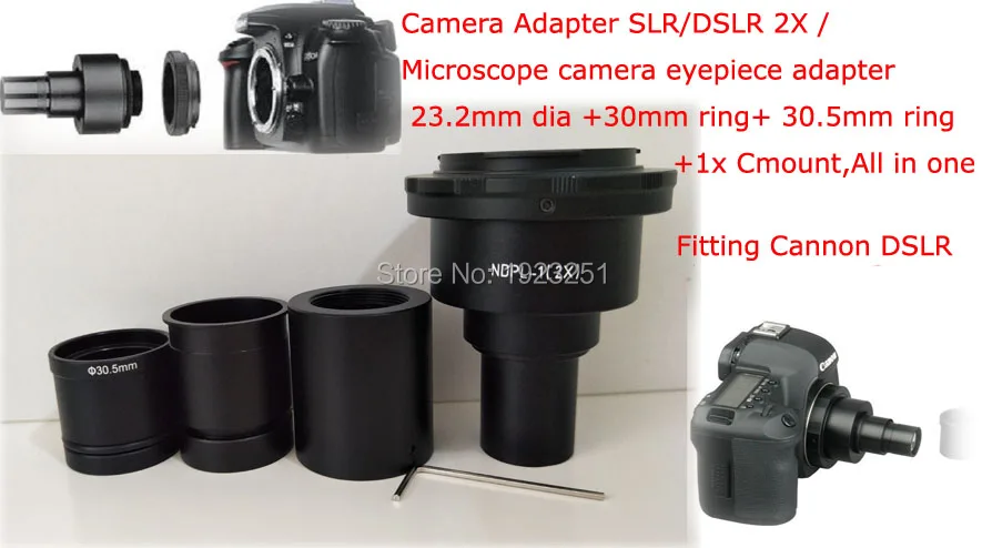 Адаптер камеры для научного микроскопа SLR/DSLR 2X/камера фотосессия диаметром 23 2 мм +