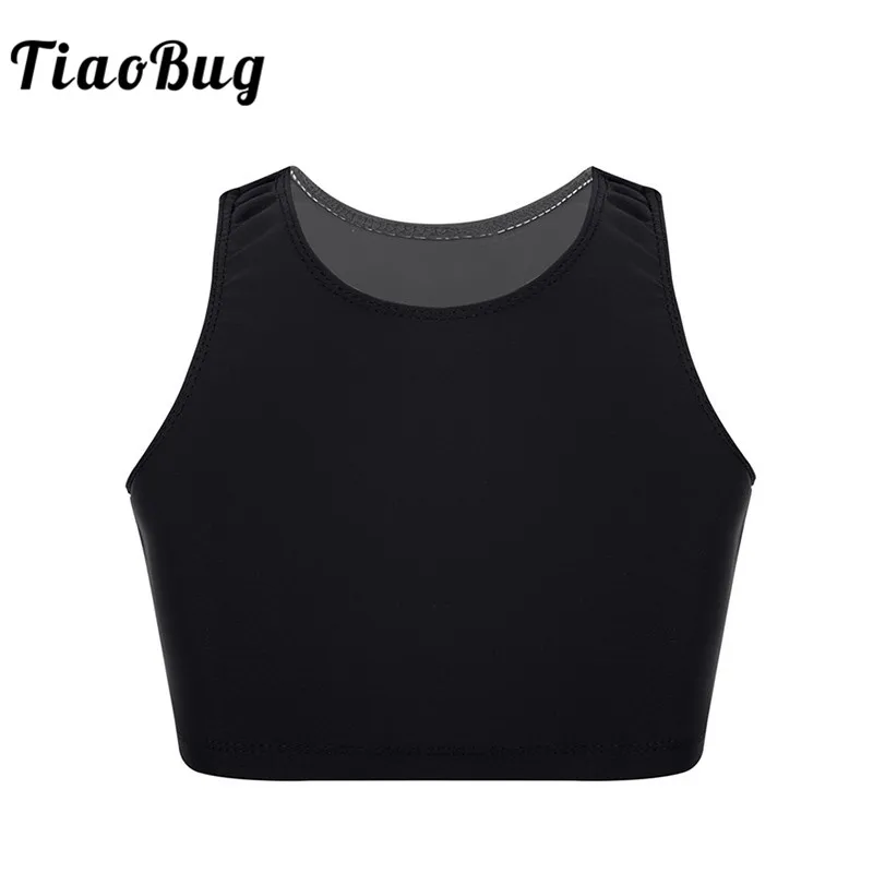 TiaoBug детский подростковый однотонный базовый спортивный короткий топ без