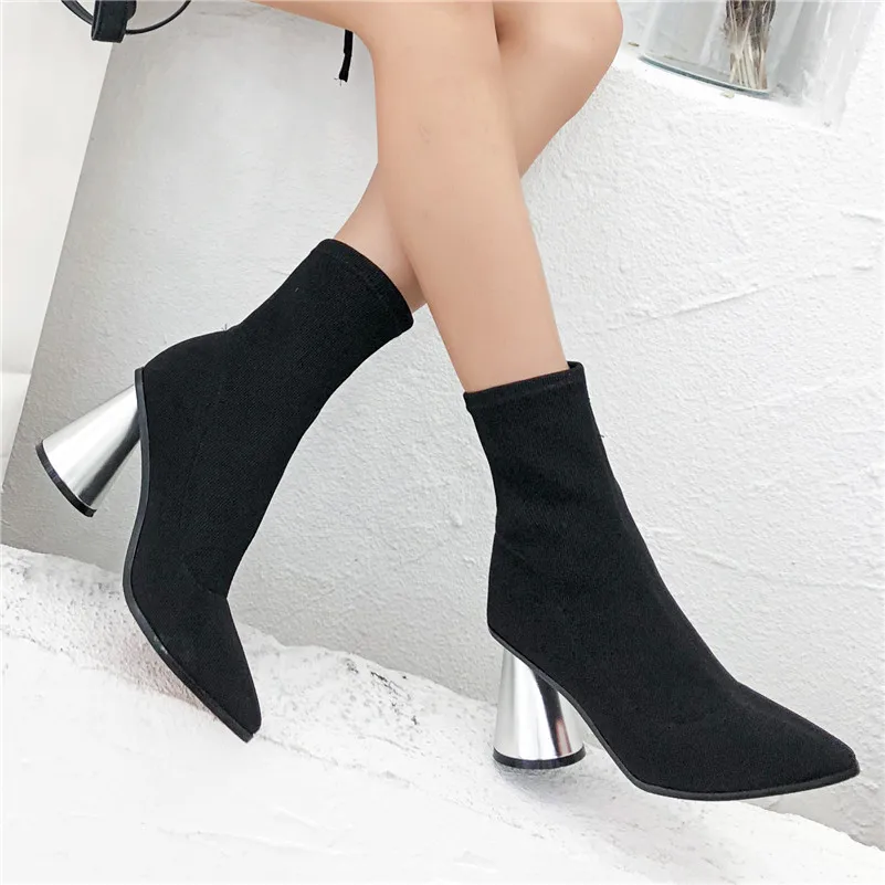 Женские сапоги-ботфорты FEDONAS высокие облегающие сапоги с острым носком на