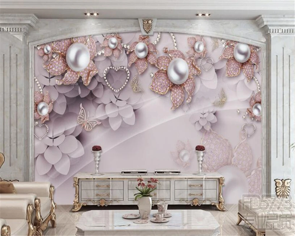 3D обои стерео красивые роскошные ювелирные украшения цветы мягкая стена ТВ фон