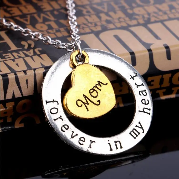 Подарок на день матери для папы сына мамы ожерелье Love Forever золотое с сердцем Pandent