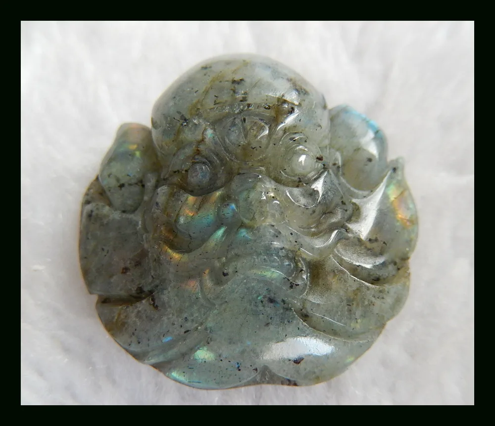 

semiprecious stones Carved Mascot Labradorite Cabochon 32x31x12mm 16.5g Natural Stone carved godness labradorite beads