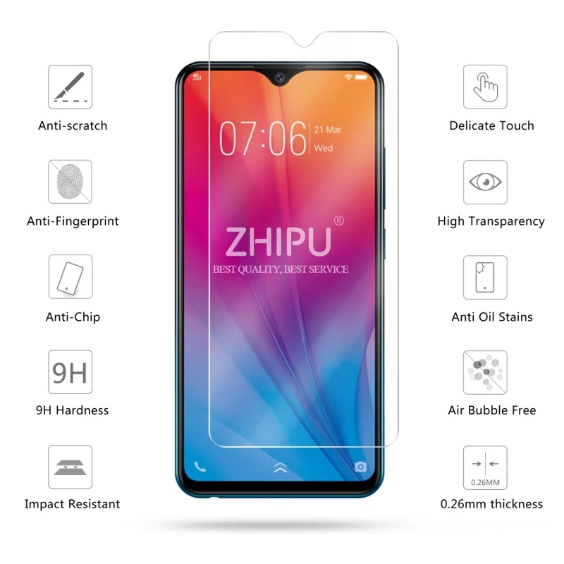2 шт. закаленное стекло для VIVO Y91C Защитное экрана 2.5D 9H Премиум Закаленное защитная