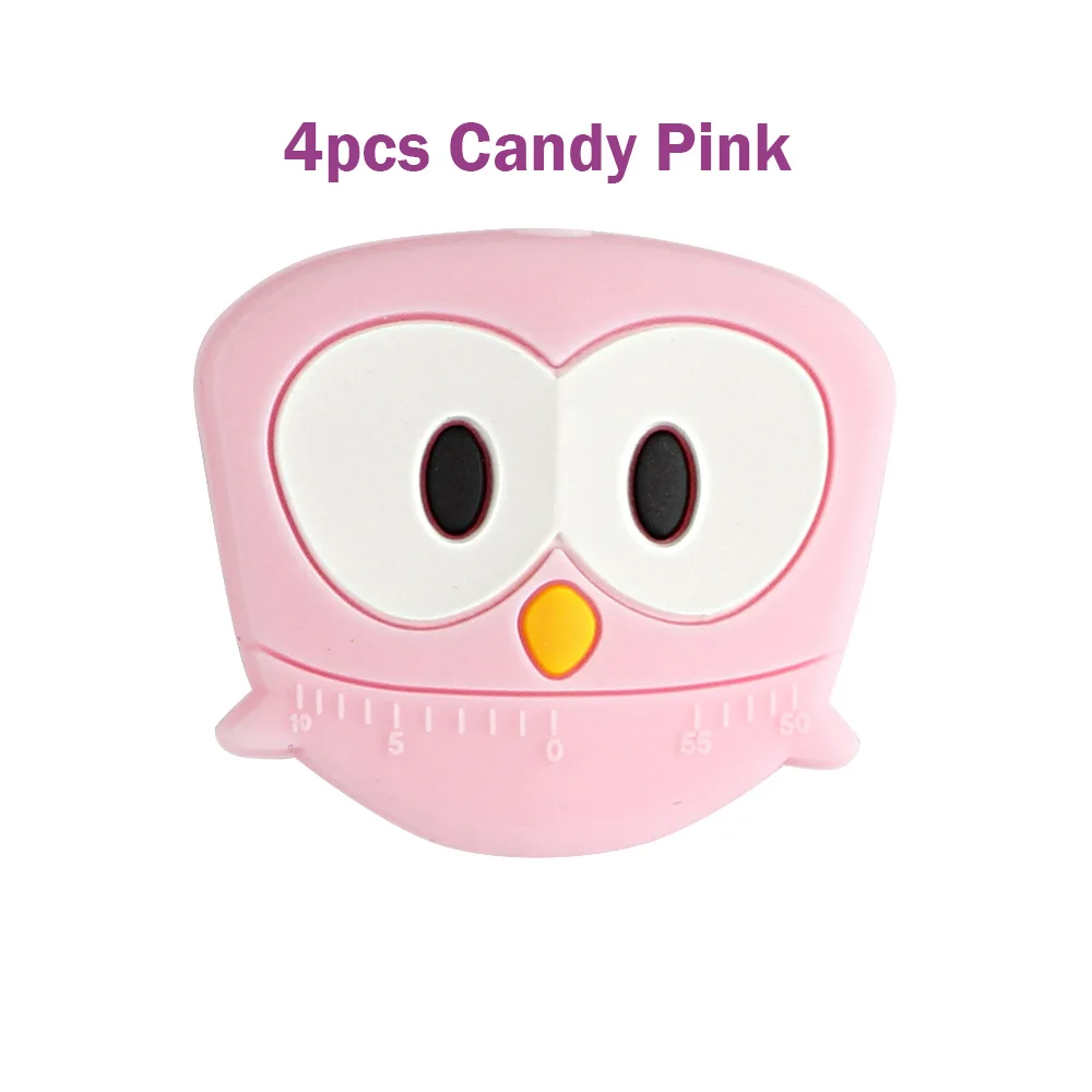 4pcs Candy Pink 4/8 шт. силиконовые бусины против грызунов нового дизайна с рисунком Совы Силиконовые Прорезыватели для зубов аксессуары Силиконовый грызунок делая Цепочки и ожерелья с подвесками детские товары - Цвет: 4pcs Candy Pink