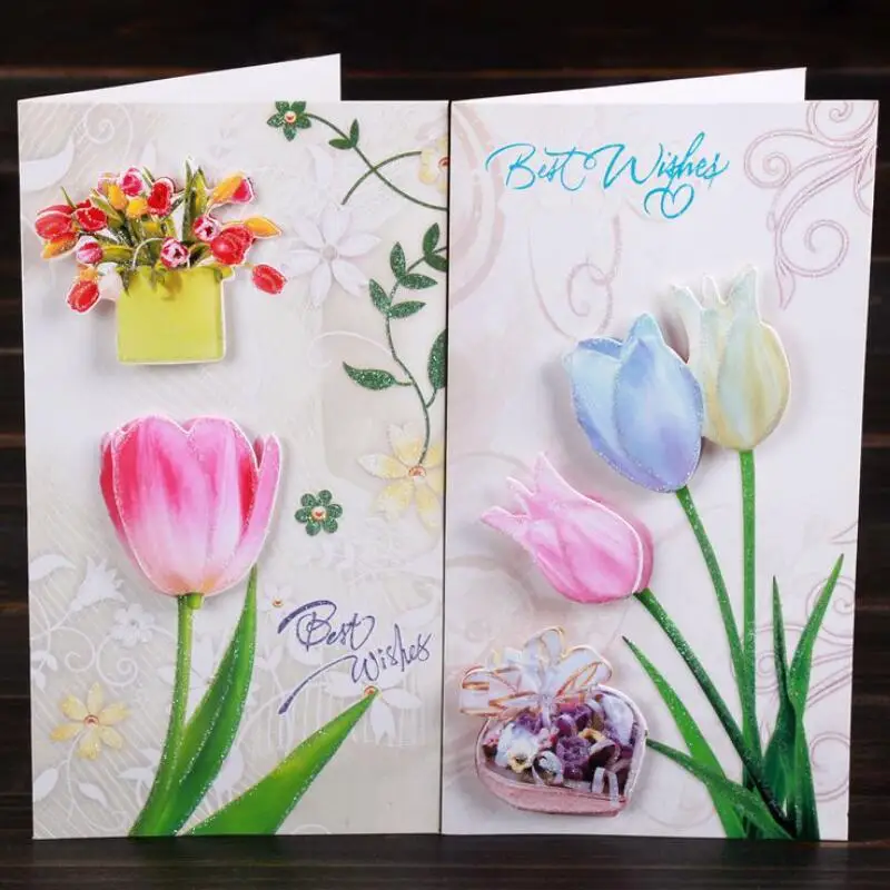 8 шт./лот 3D Цветочный Принт поздравительная открытка ручной работы на День