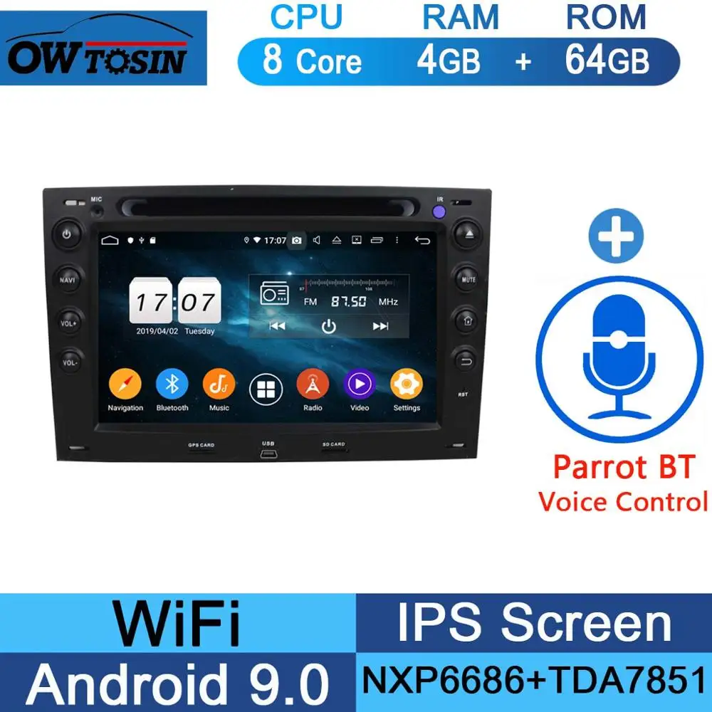 " ips 8 ядерный 4 Гб ram+ 64 Гб rom Android 9,0 автомобильный DVD радио gps для Renault Megane 2 ii 2003 2004 2005 2006 2007 2008 2009 DSP CarPlay - Цвет: 64G Parrot BT