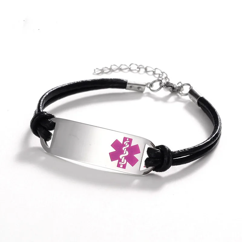 New Medical Alert Star Of Life Titanium Stainless Steel Bracelet Jewelry Leather Rope Bracelets For Men Women Accessories | Украшения и