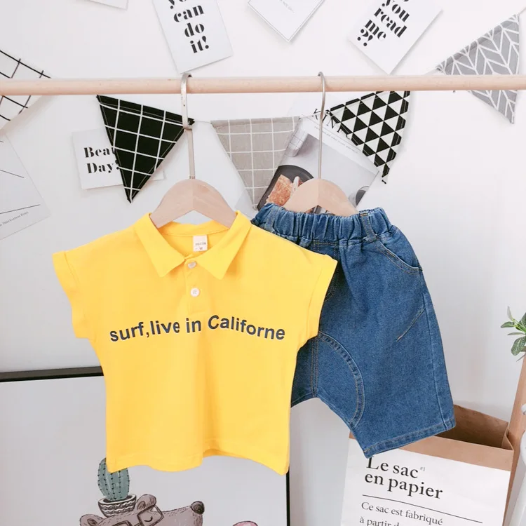 

High quality summer boutique cool boy clothes set baby children short outfits