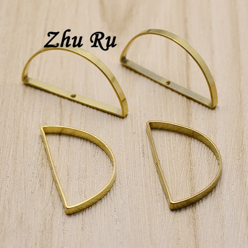 20pcs/lot zhu ru copper 30mm Geometric hollow half ring Charms Horseshoe letter D Pendants Connectors fermoirs pour fabrication | Украшения